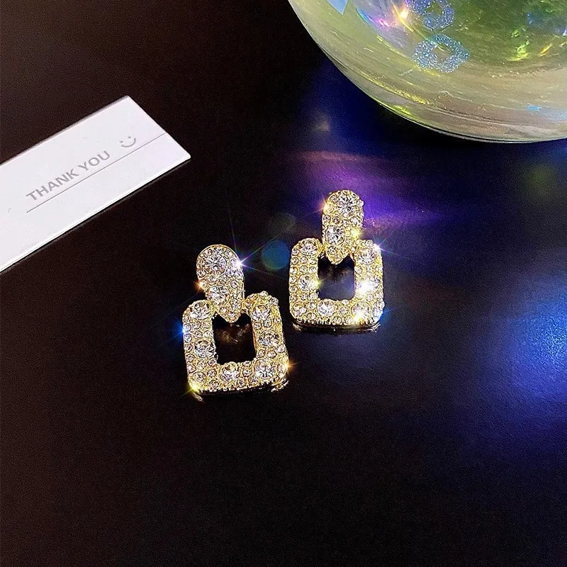 Hollow Rectangular Zircon Earring - slide 2