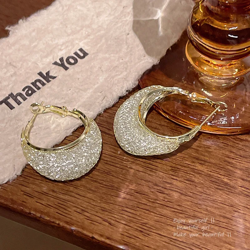 Shiny Mesh Wrapped With Rhinestones Earring - slide 3