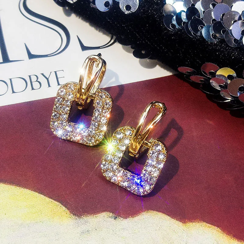 Hollow Square Full Diamond Earring