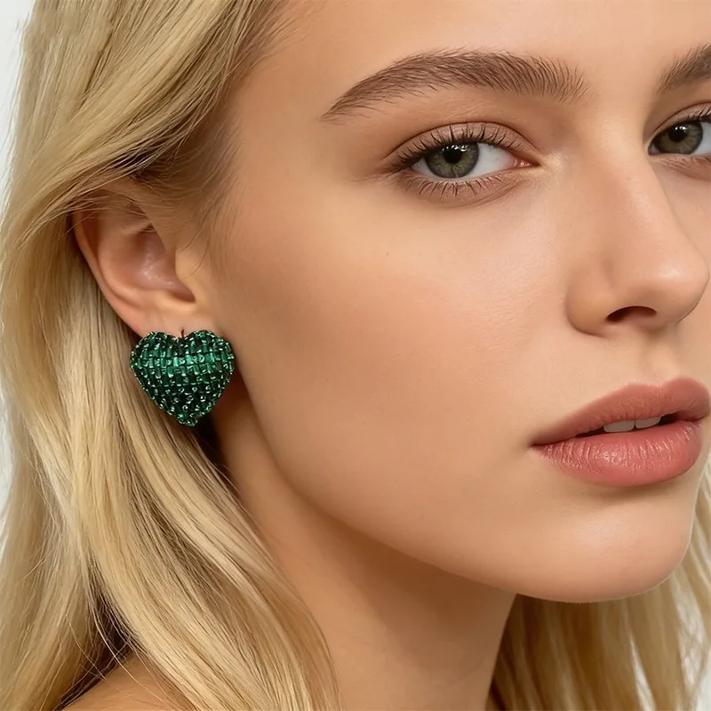 Crystel Diamond Cut Love  Earrings