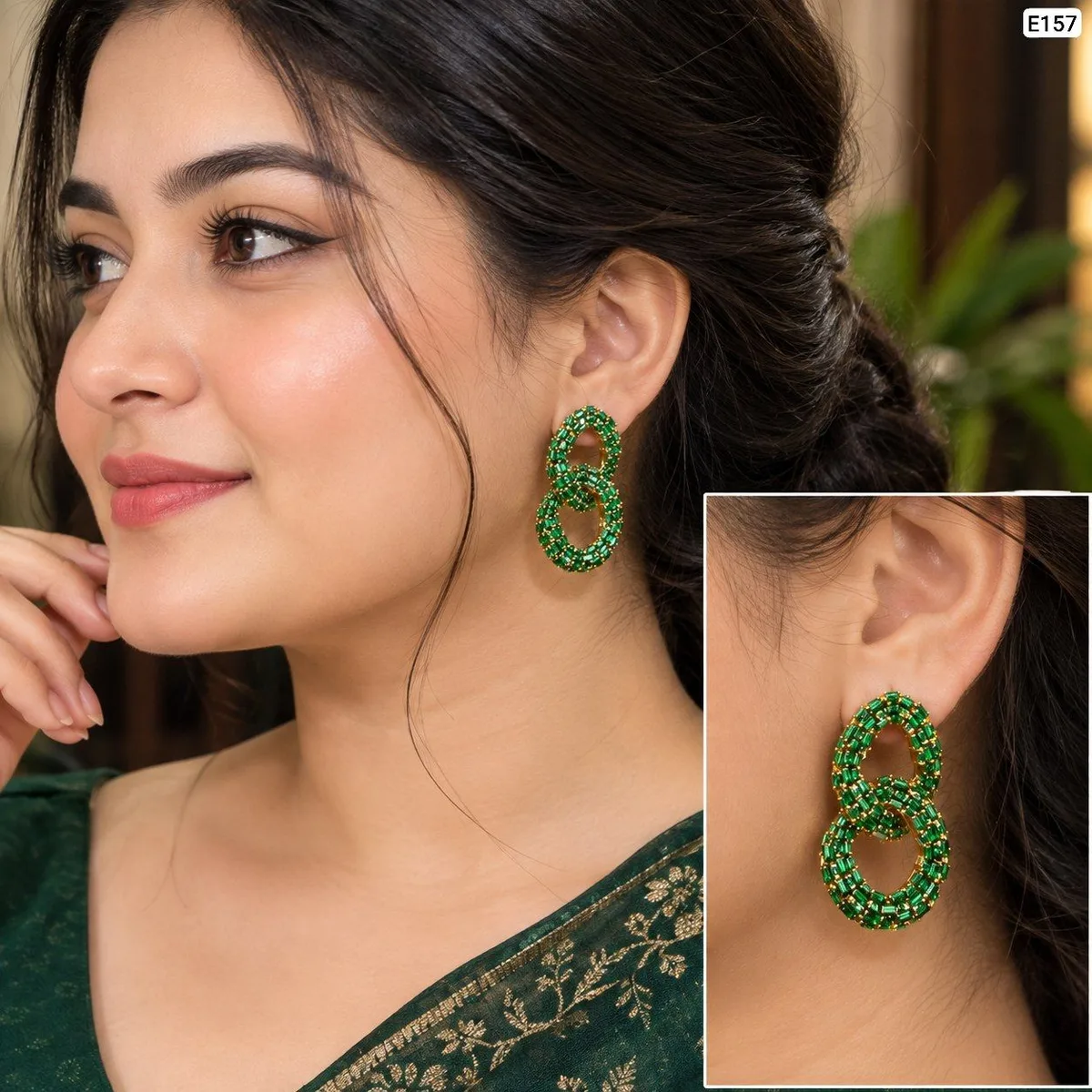 Crystel Diamond Cut interlock Earrings