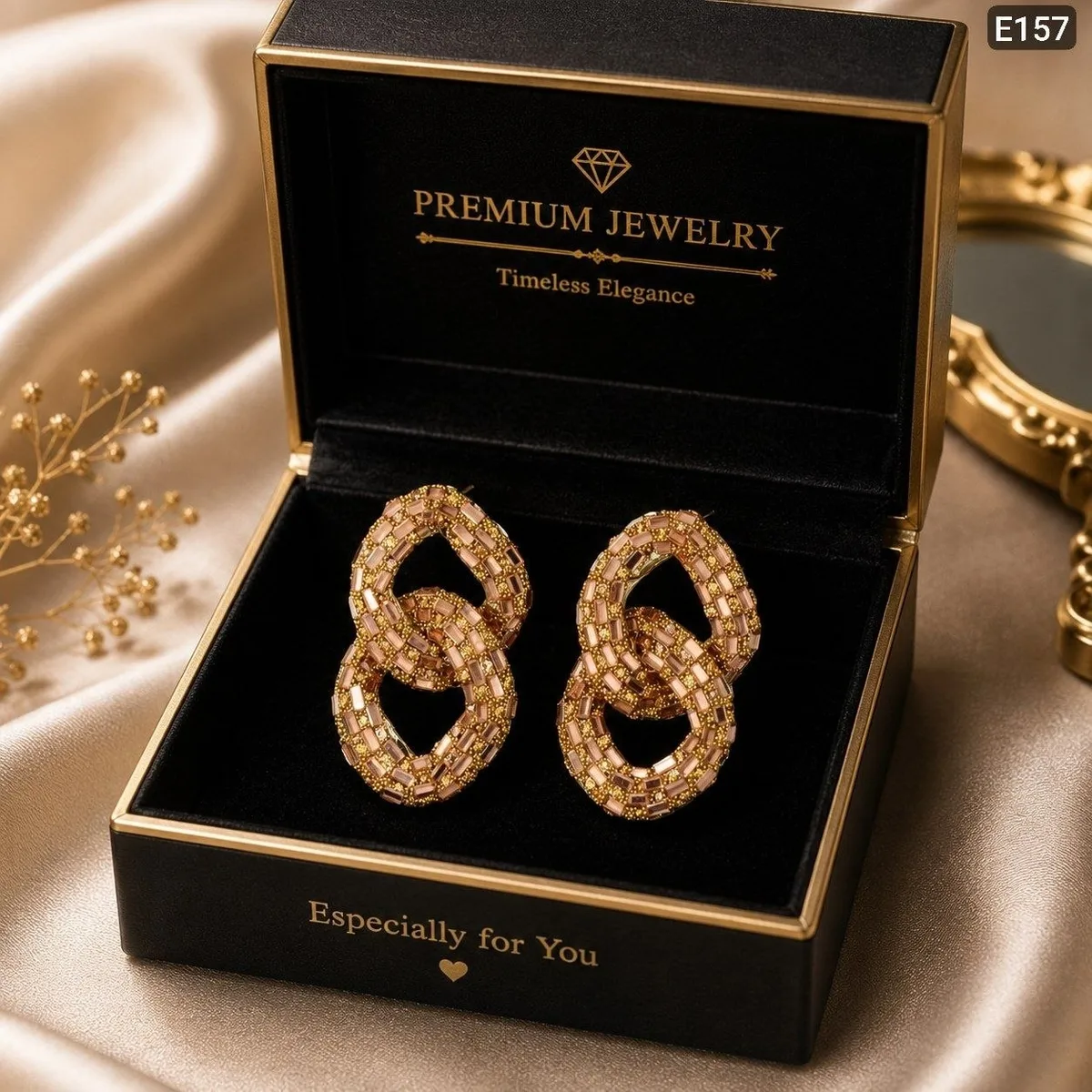 Crystel Diamond Cut interlock Earrings - slide 5