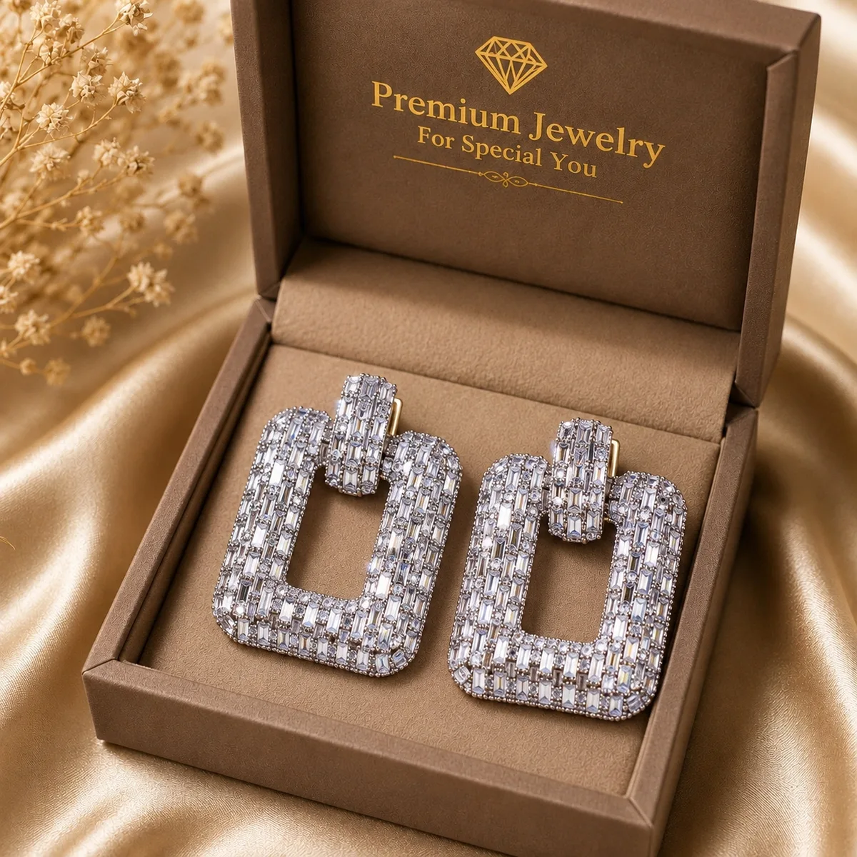 Crystel Diamond Cut Rectangular Earrings - slide 3