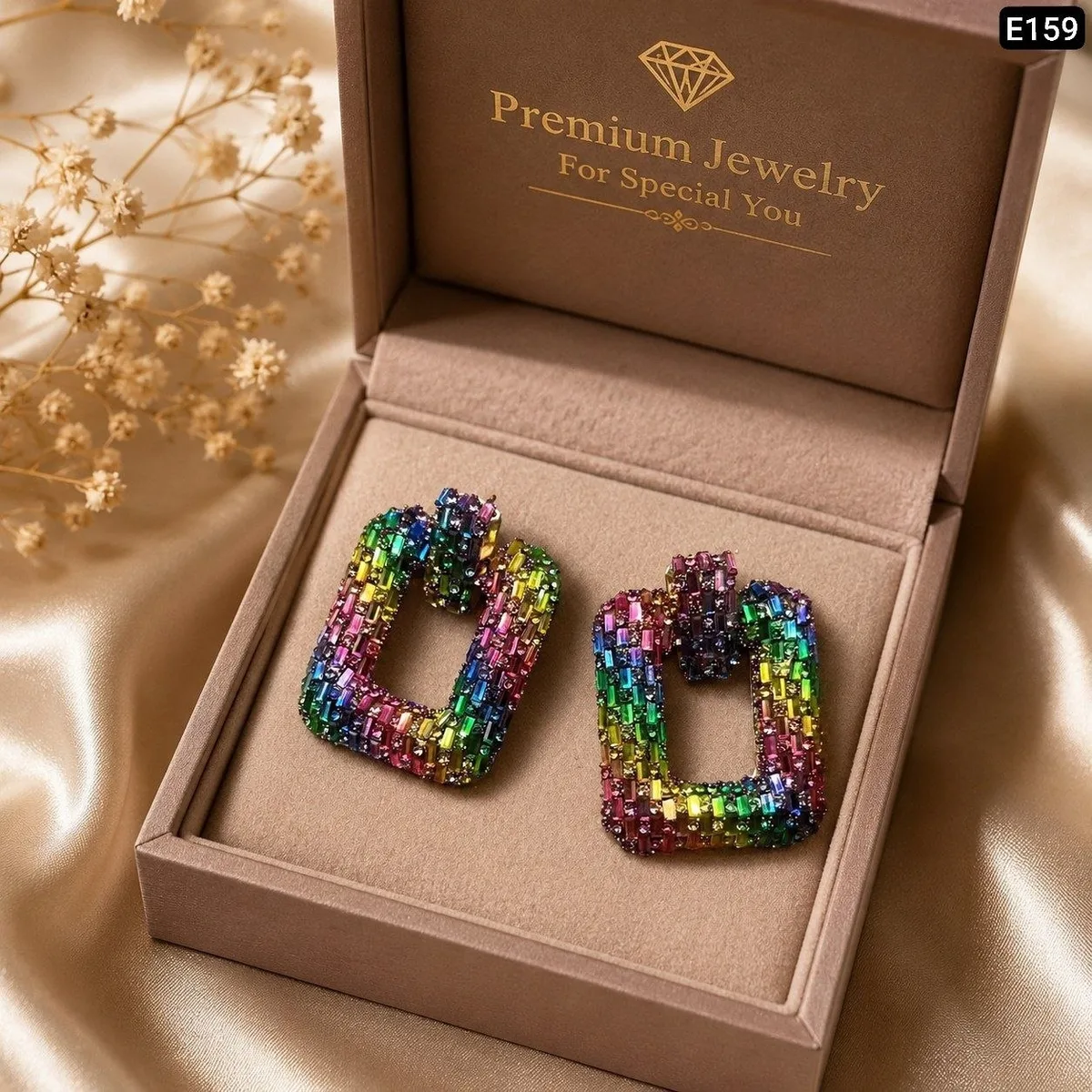 Crystel Diamond Cut Rectangular Earrings - slide 2