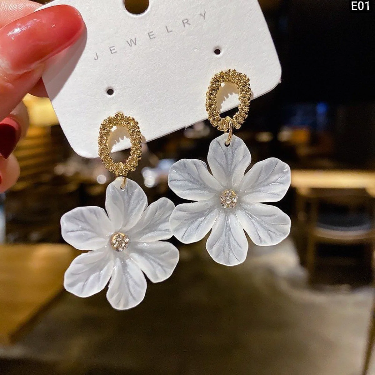 White Flower Earring