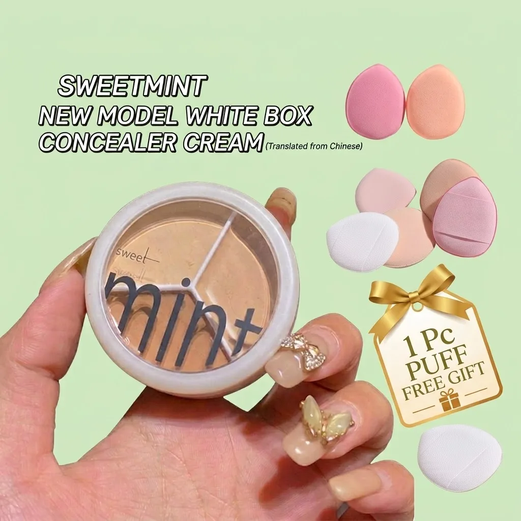 Sweet mint three-color concealer (With Makeup Puff Free)