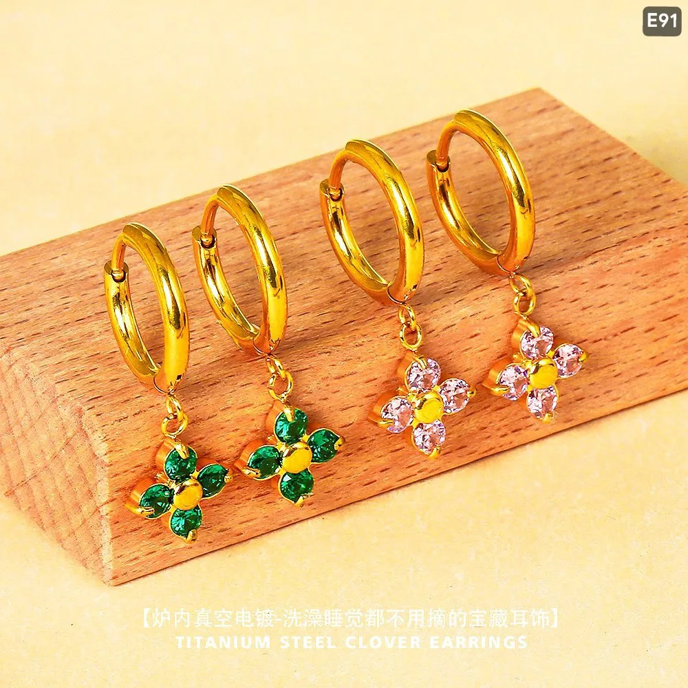 5A Zircon 4 Stone Earrings E91 18K Gold Plating