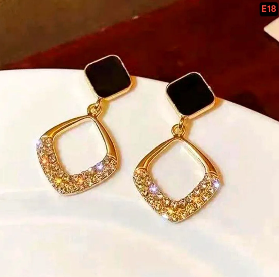 Square Down Zircon Stone Earring