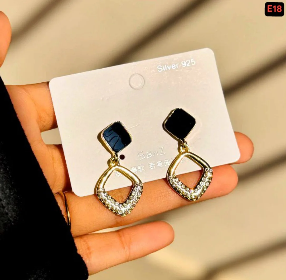 Square Down Zircon Stone Earring - slide 3