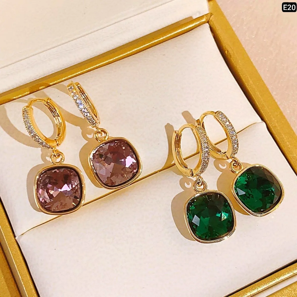Real Stone Lock Earring