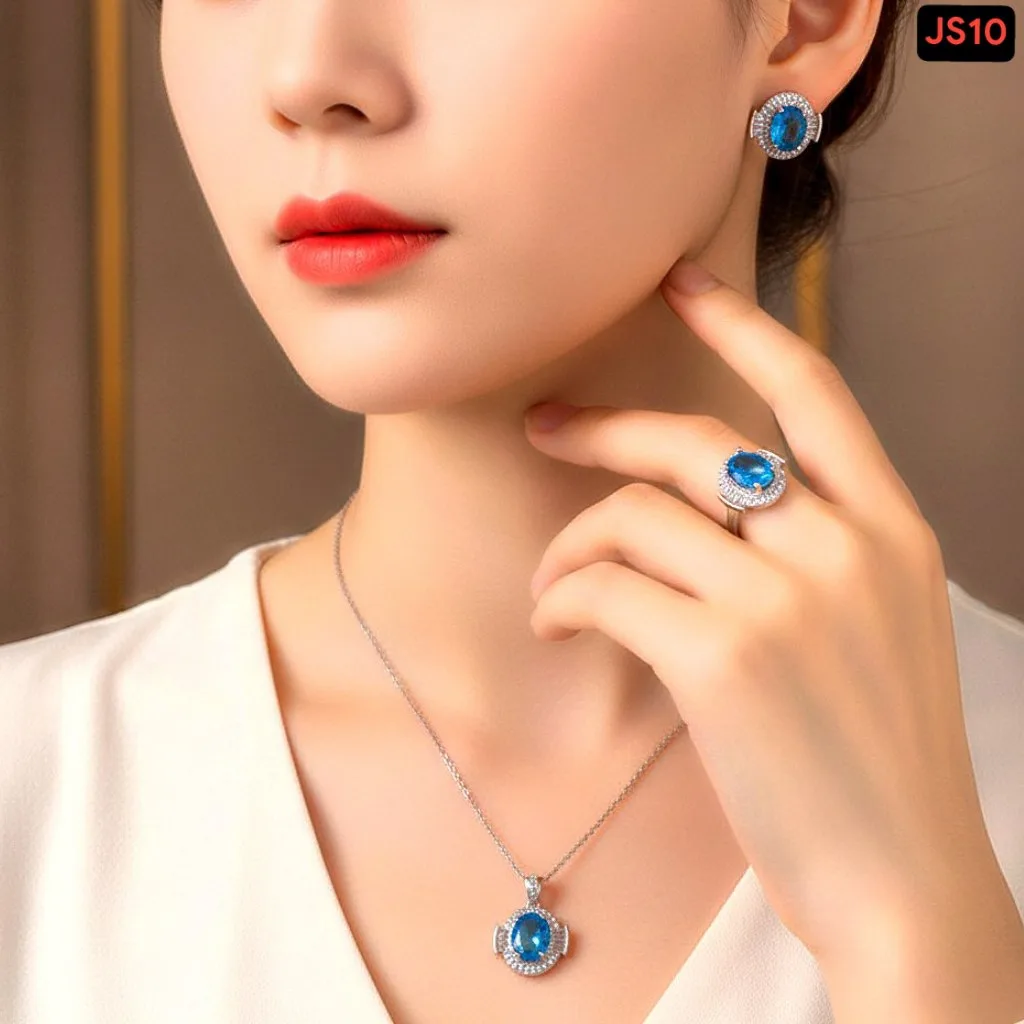 3 Diamond Cut Multi Zircon Jewellery Set - slide 2